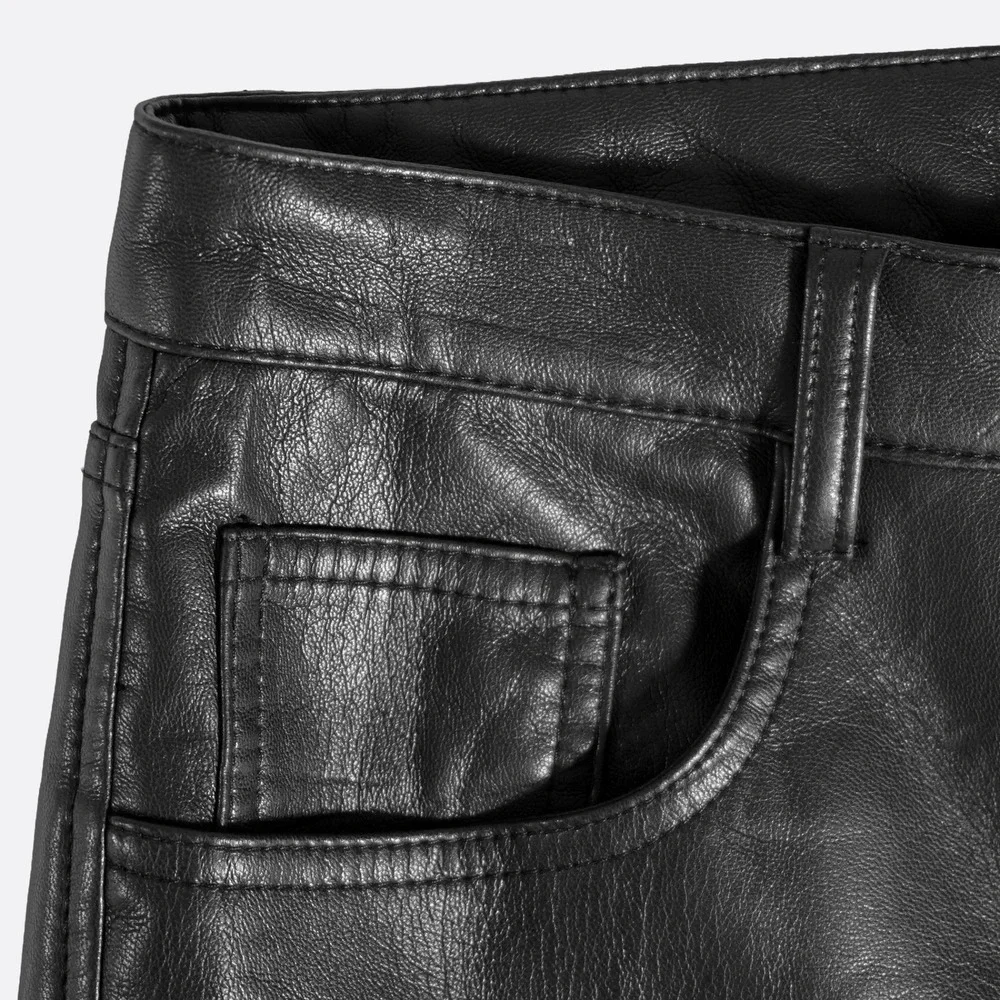 Wilfred Aritzia Melina Black Faux Leather Pants High Rise Straight Leg 10 Medium